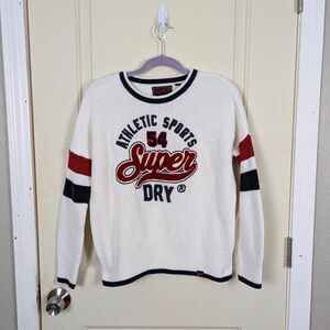 Superdry | White Athletic Sports Knit Sweater Size US 10